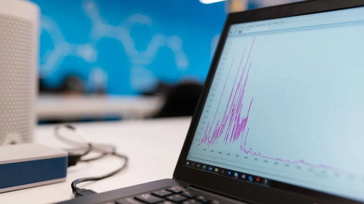 Analytics charts displayed on a laptop screen