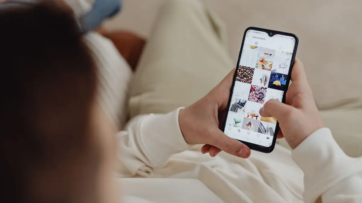 A smartphone being used to browse social media