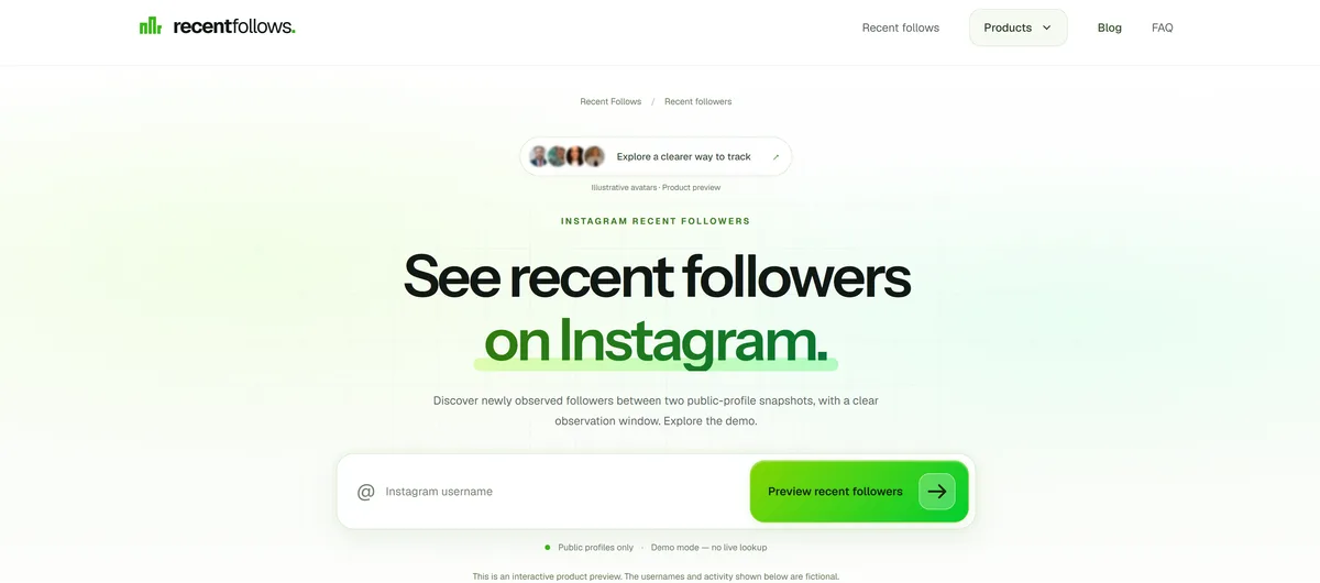 Recent Follows recent followers product preview
